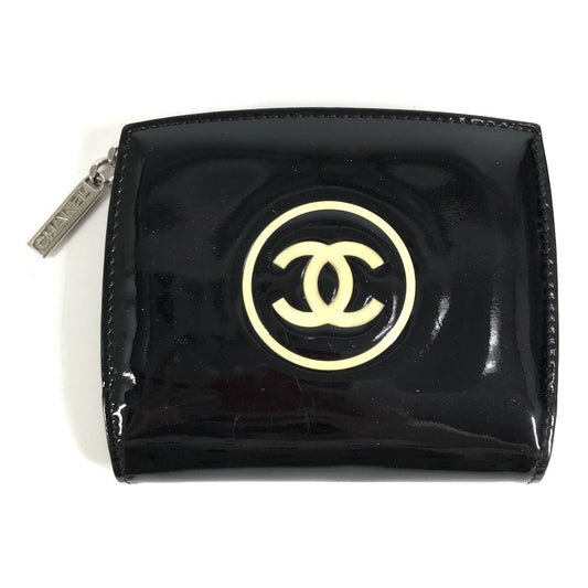 Chanel Bifold Wallet CC Logo Enamel Black