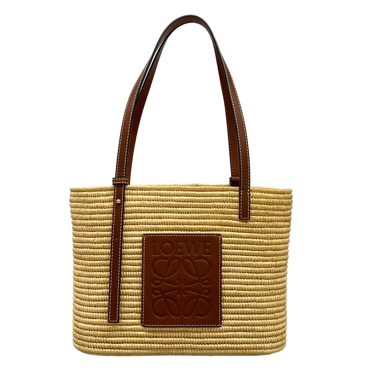 Loewe Tote Basket Beige Dark Brown Leather