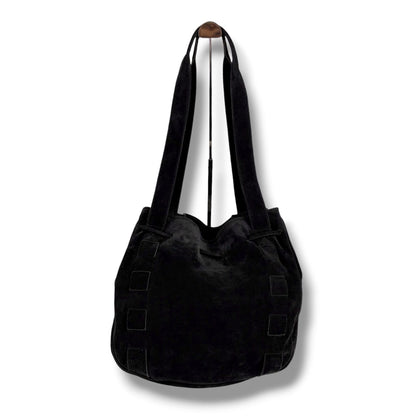 Bottega Veneta Tassel Drawstring Shoulder Bag Tote Black Suede Leather — view 2