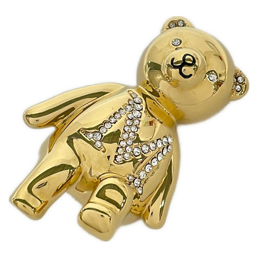 Max Mara Brooch Gold Clear Bear