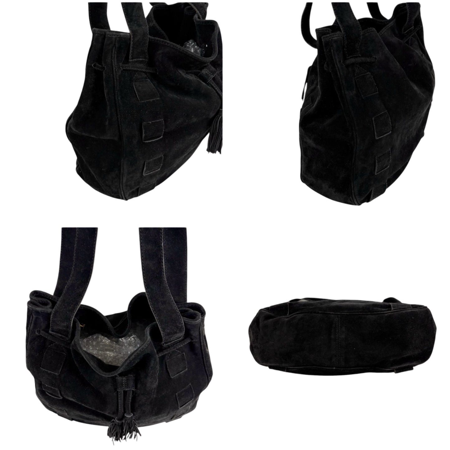 Bottega Veneta Tassel Drawstring Shoulder Bag Tote Black Suede Leather — view 5