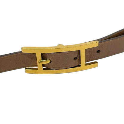 Hermes Bracelet Hapi 3 Leather Brown Gold — view 4