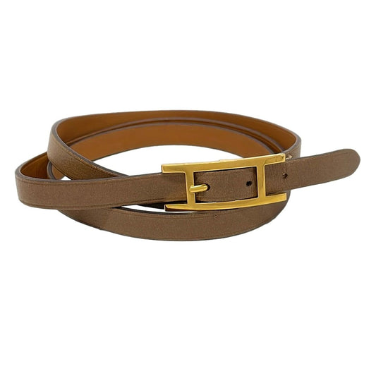 Hermes Bracelet Hapi 3 Leather Brown Gold