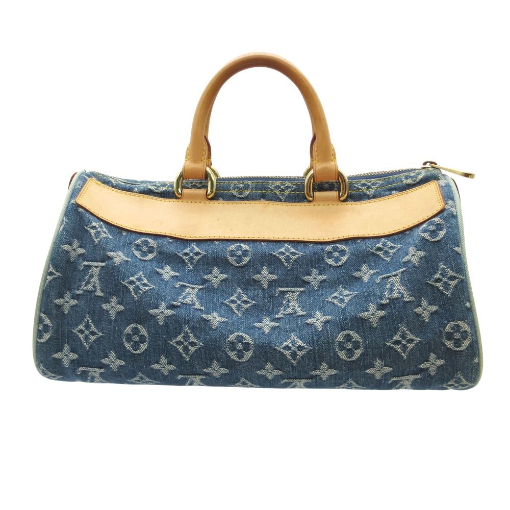 Louis Vuitton Handbag Monogram Denim Neo Speedy Gold Leather Mini Boston Purse — view 3