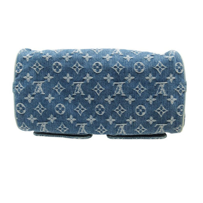 Louis Vuitton Handbag Monogram Denim Neo Speedy Gold Leather Mini Boston Purse — view 4