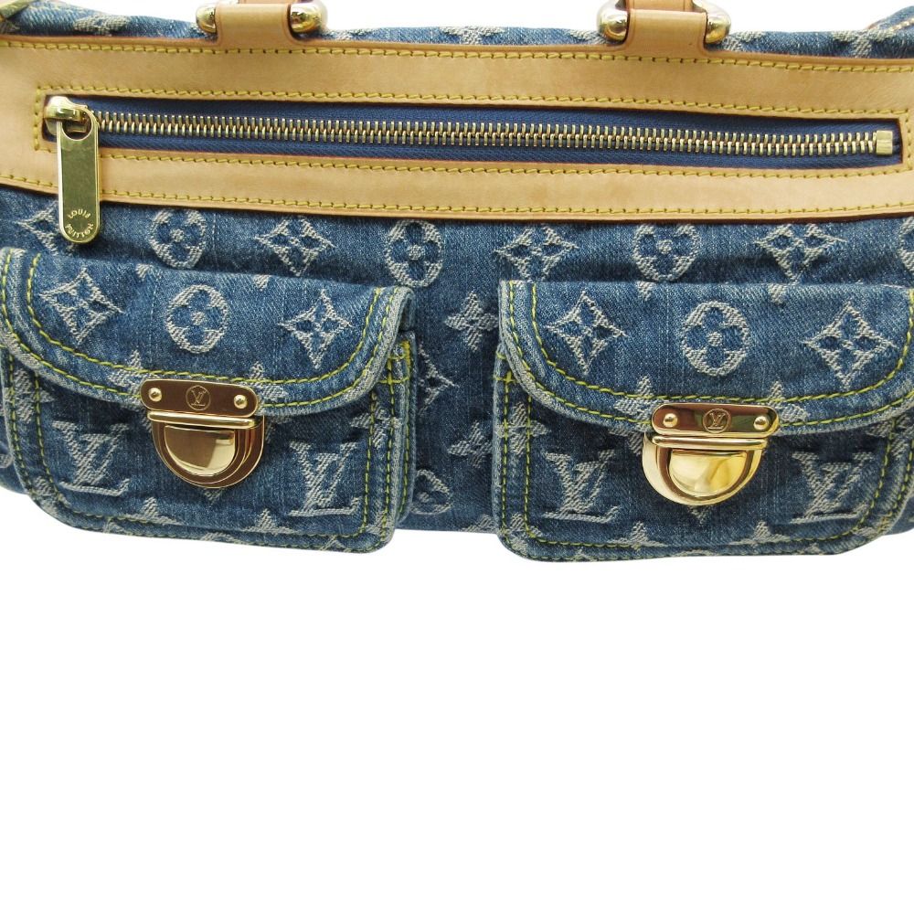 Louis Vuitton Handbag Monogram Denim Neo Speedy Gold Leather Mini Boston Purse — view 5