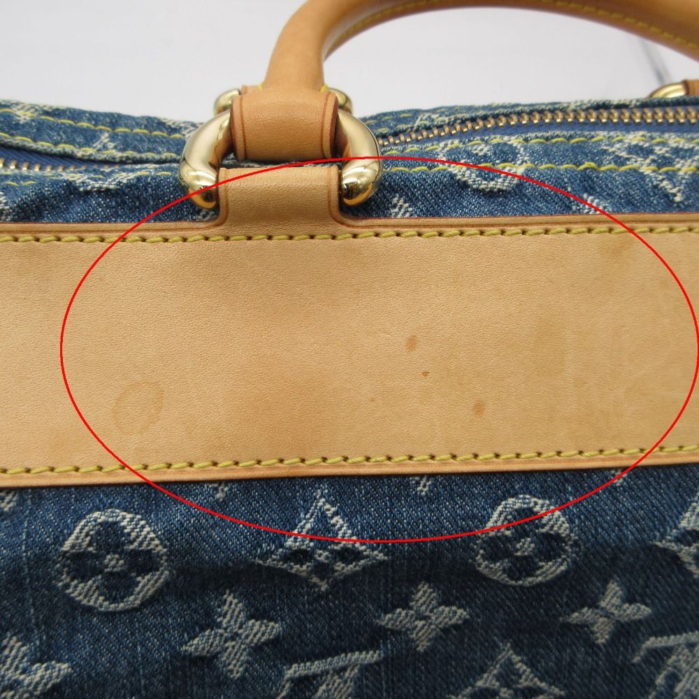 Louis Vuitton Handbag Monogram Denim Neo Speedy Gold Leather Mini Boston Purse — view 8