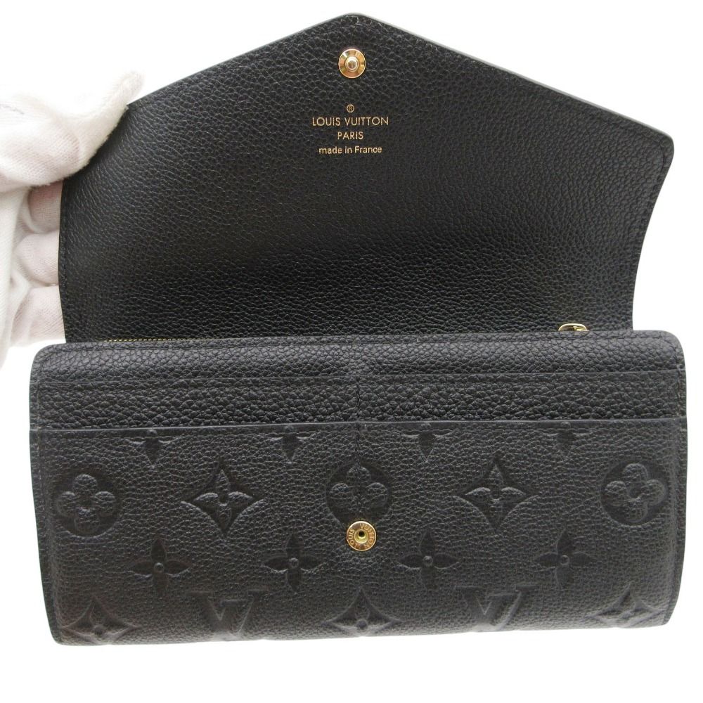 Louis Vuitton Wallet Portefeuille Sarah Monogram Empreinte Embossed Leather Noir — view 6