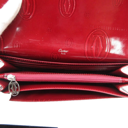 Cartier Wallet Happy Birthday Patent Enamel Flap Logo Allover Pattern Bordeaux — view 7