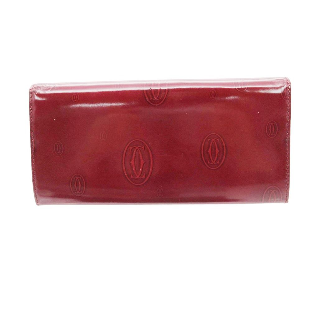 Cartier Wallet Happy Birthday Patent Enamel Flap Logo Allover Pattern Bordeaux — view 3