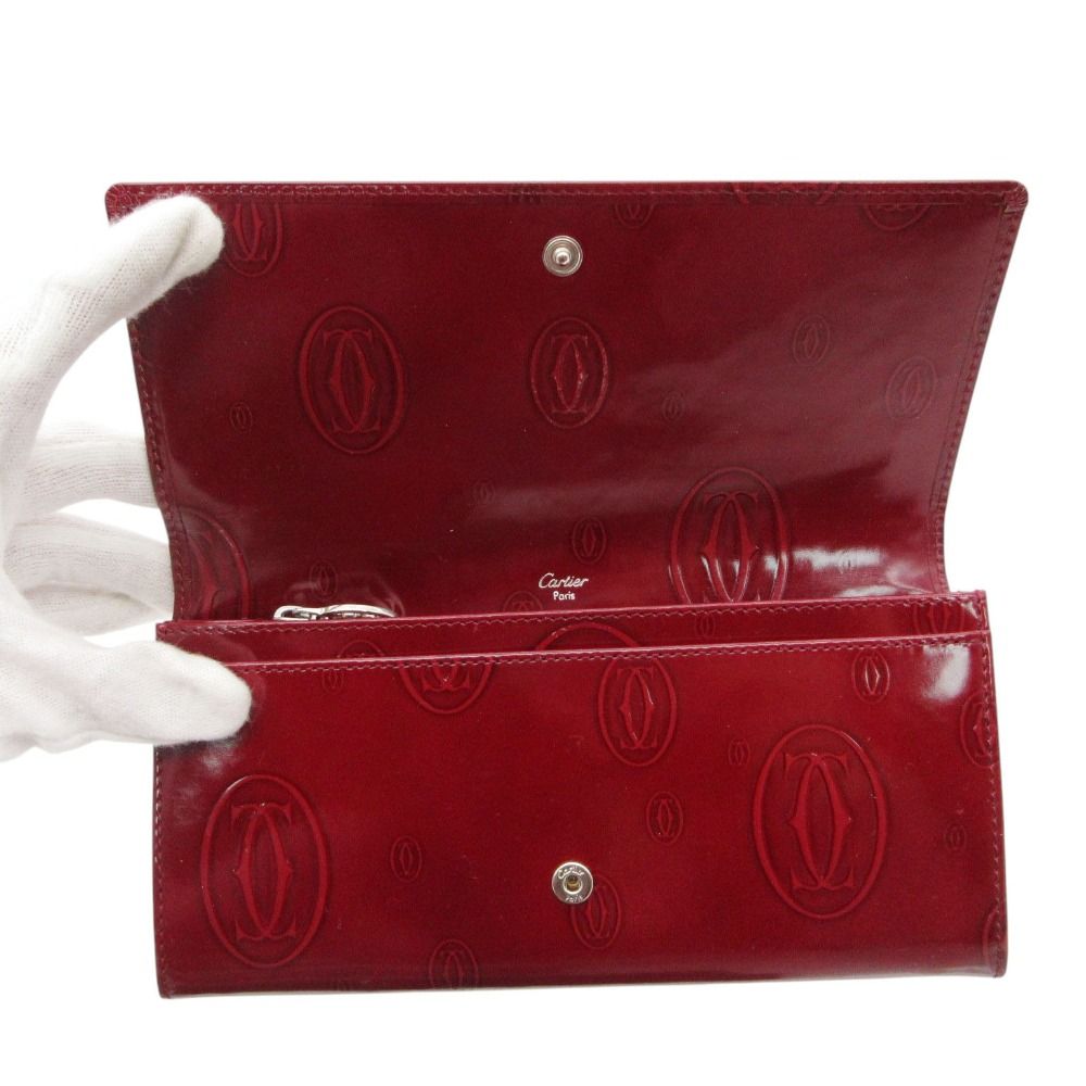 Cartier Wallet Happy Birthday Patent Enamel Flap Logo Allover Pattern Bordeaux — view 6