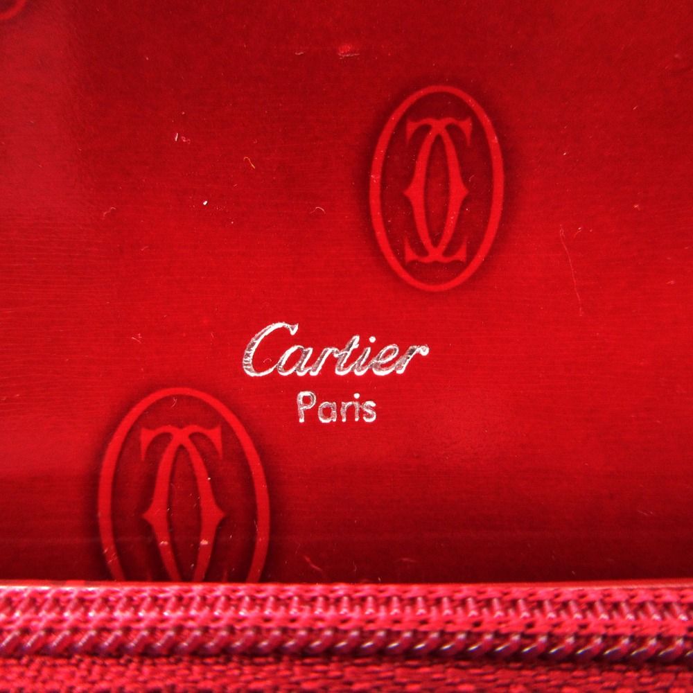 Cartier Wallet Happy Birthday Patent Enamel Flap Logo Allover Pattern Bordeaux — view 5