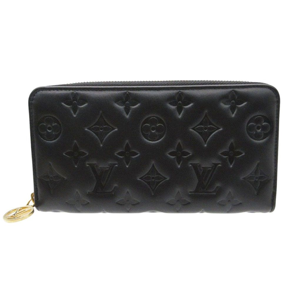 Louis Vuitton Wallet Cousin Zippy Lambskin Leather Monogram Embossed Round