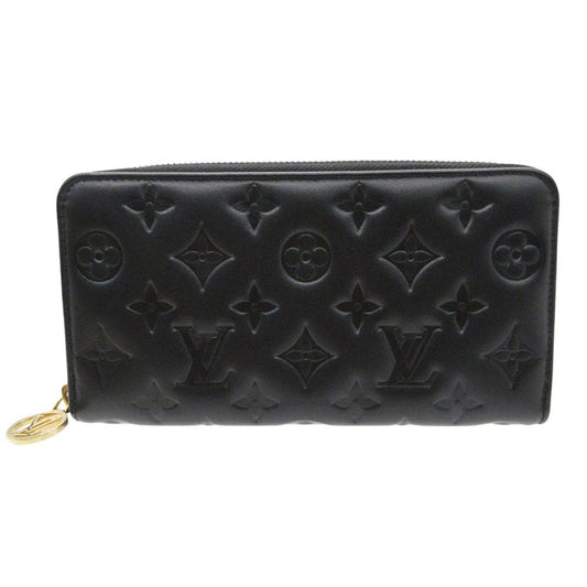 Louis Vuitton Wallet Cousin Zippy Lambskin Leather Monogram Embossed Round