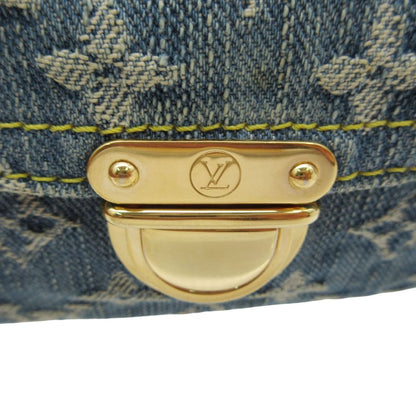Louis Vuitton Clutch Pochette Plat Monogram Denim Gold Second Party Indigo — view 5