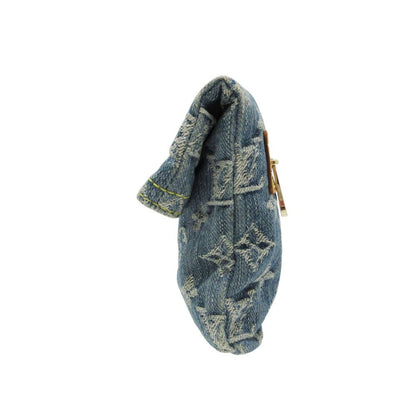 Louis Vuitton Clutch Pochette Plat Monogram Denim Gold Second Party Indigo — view 2