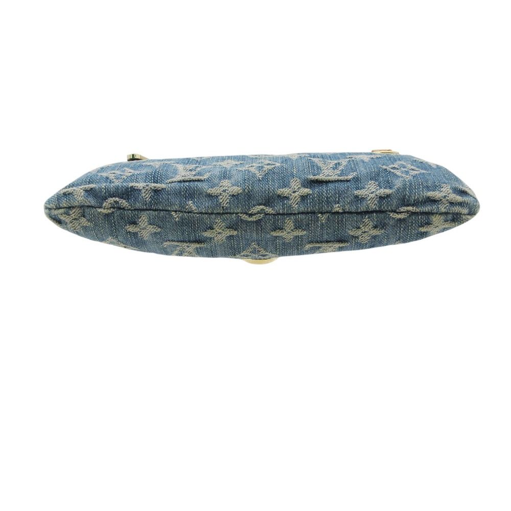 Louis Vuitton Clutch Pochette Plat Monogram Denim Gold Second Party Indigo — view 4