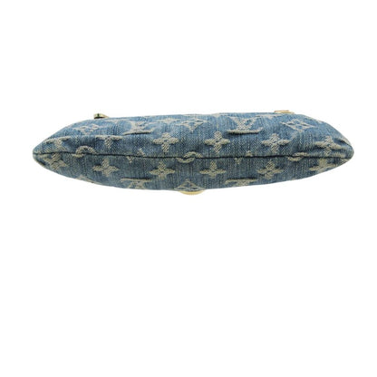 Louis Vuitton Clutch Pochette Plat Monogram Denim Gold Second Party Indigo — view 4