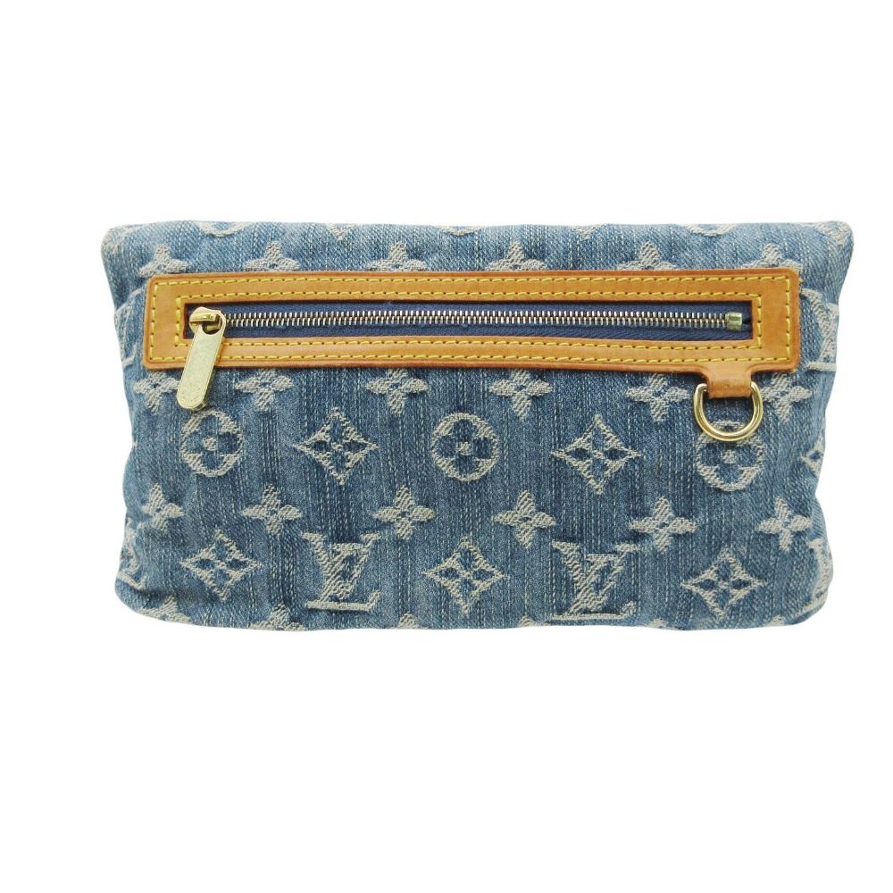 Louis Vuitton Clutch Pochette Plat Monogram Denim Gold Second Party Indigo — view 3