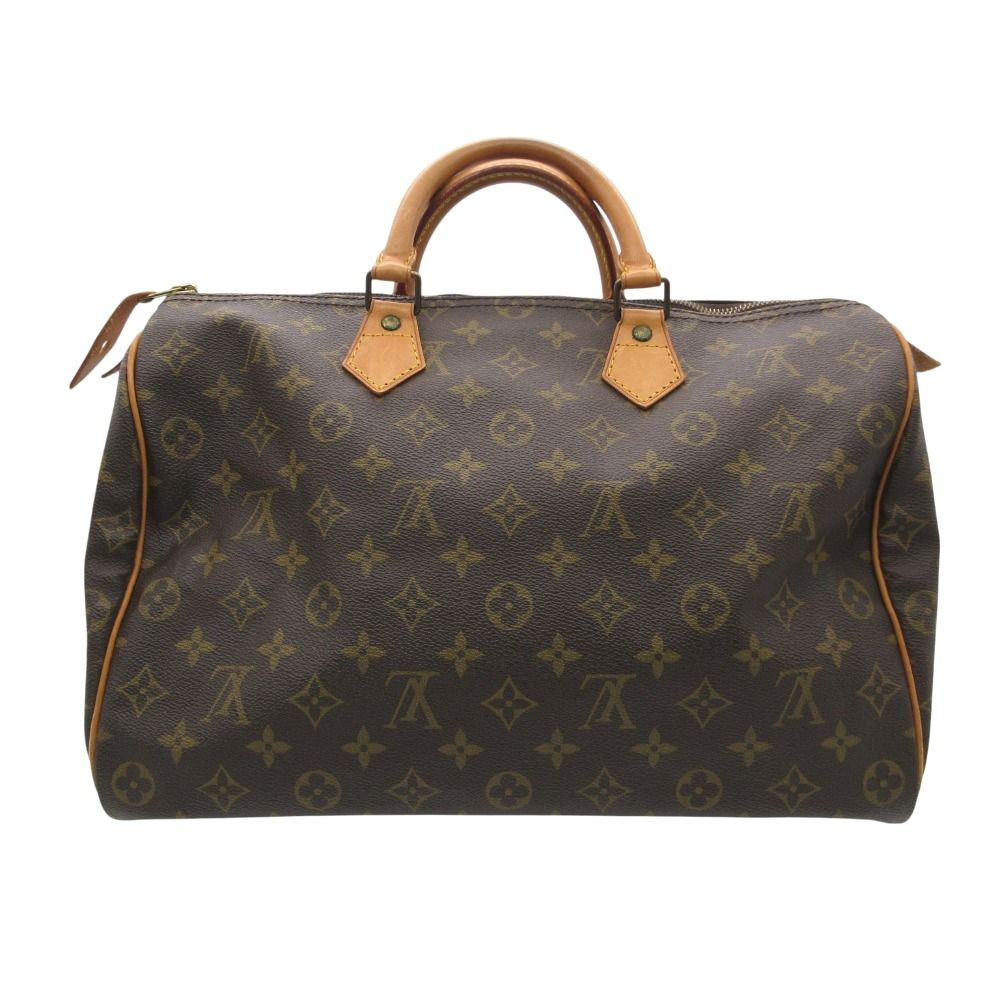 Louis Vuitton Handbag Speedy 35 Monogram All Over Pattern Tote Purse Brown