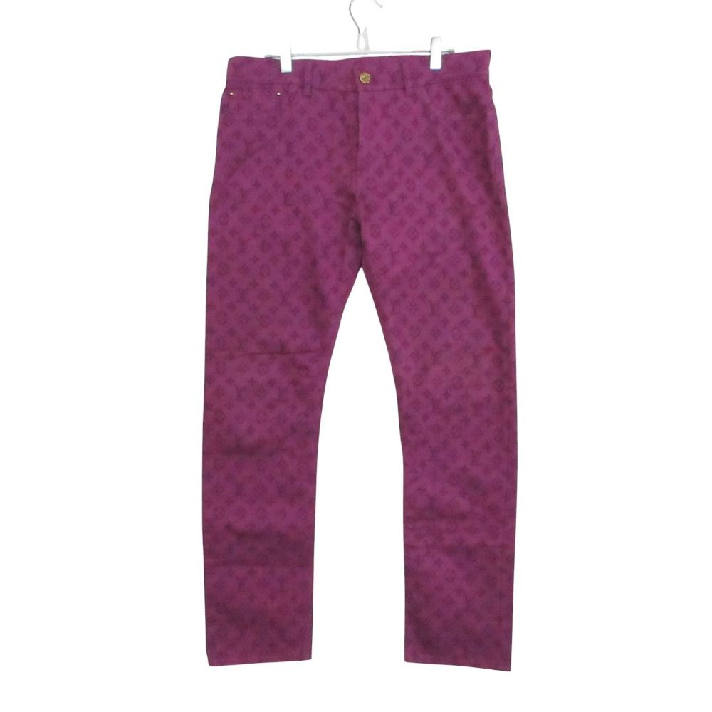 Louis Vuitton Denim Pants Monogram Allover Slim Fit Jeans Pan Purple 32