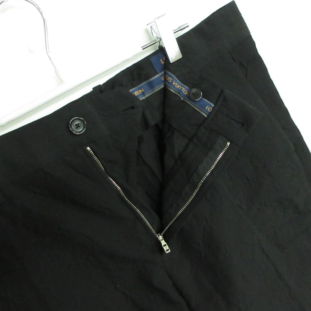 Louis Vuitton Pants Monogram Embossed Logo Trousers Tapered Black — view 3