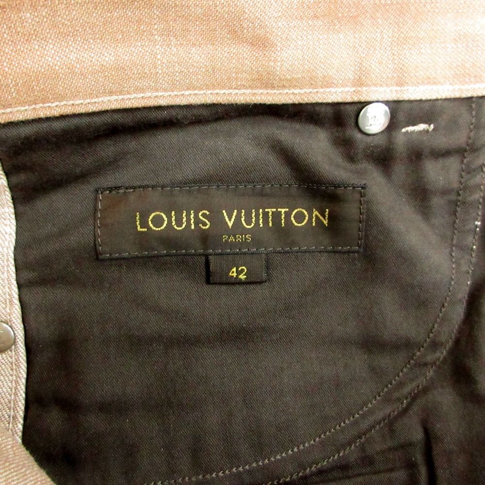 Louis Vuitton Denim Pants Jeans Pan Button Fly Contrast Stitch Beige Pink — view 8