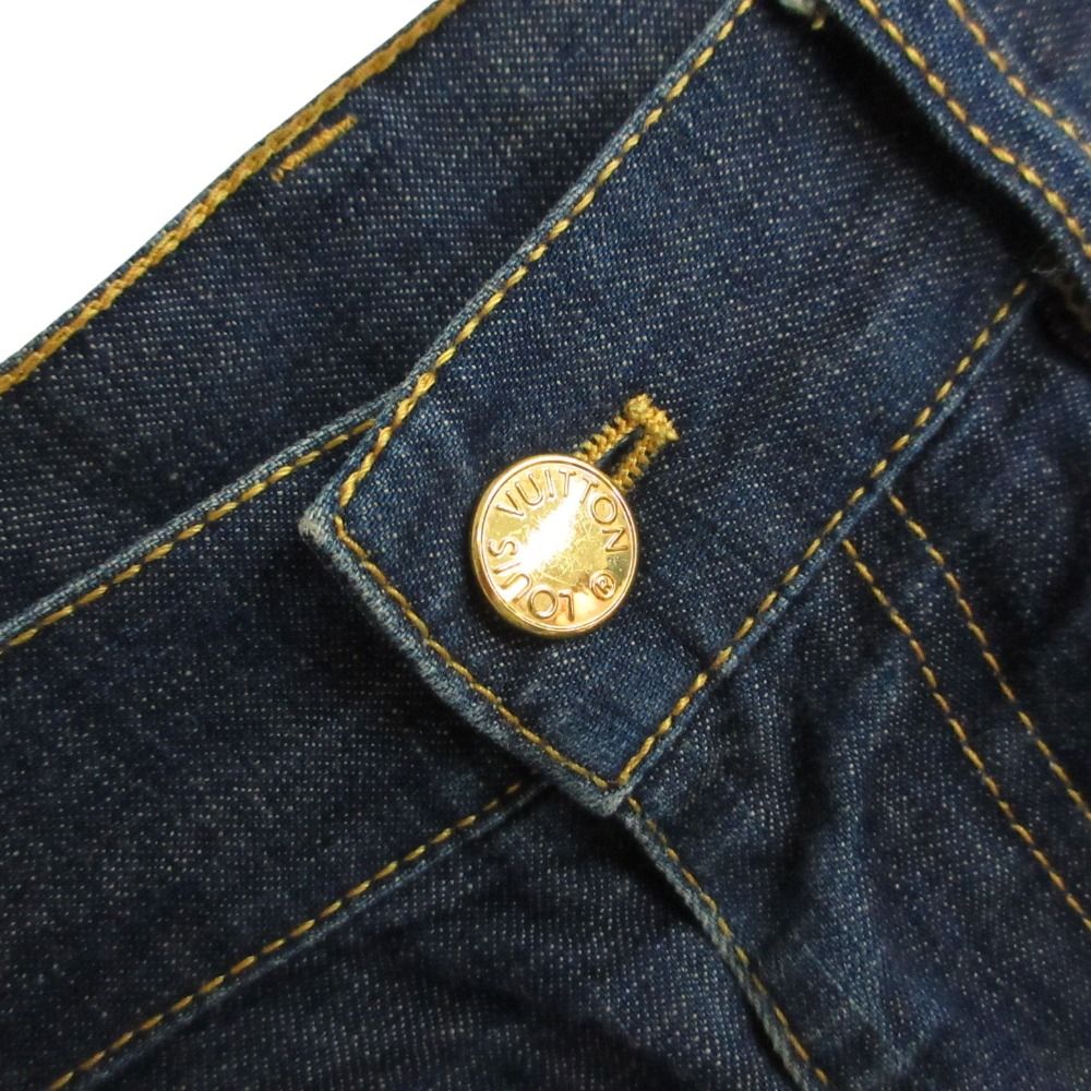 Louis Vuitton Denim Pants Monogram Flower Embroidery Jeans Pan Indigo Blue — view 4