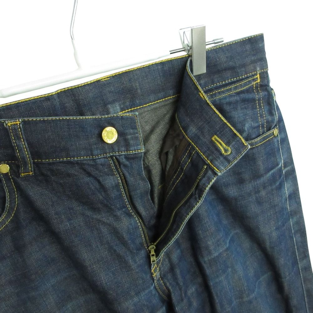 Louis Vuitton Denim Pants Monogram Flower Embroidery Jeans Pan Indigo Blue — view 6