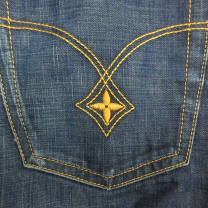 Louis Vuitton Denim Pants Monogram Flower Embroidery Jeans Pan Indigo Blue — view 8