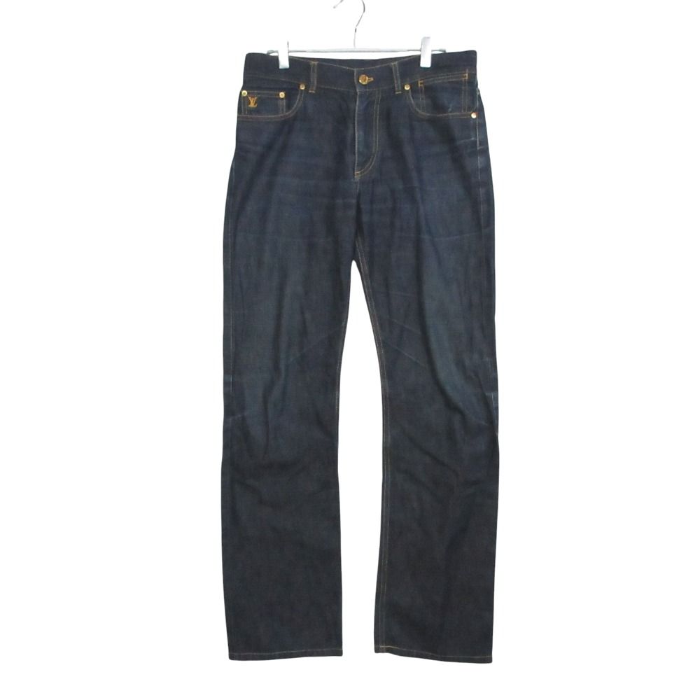 Louis Vuitton Denim Pants Monogram Flower Embroidery Jeans Pan Indigo Blue