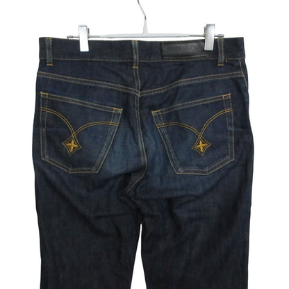 Louis Vuitton Denim Pants Monogram Flower Embroidery Jeans Pan Indigo Blue — view 3