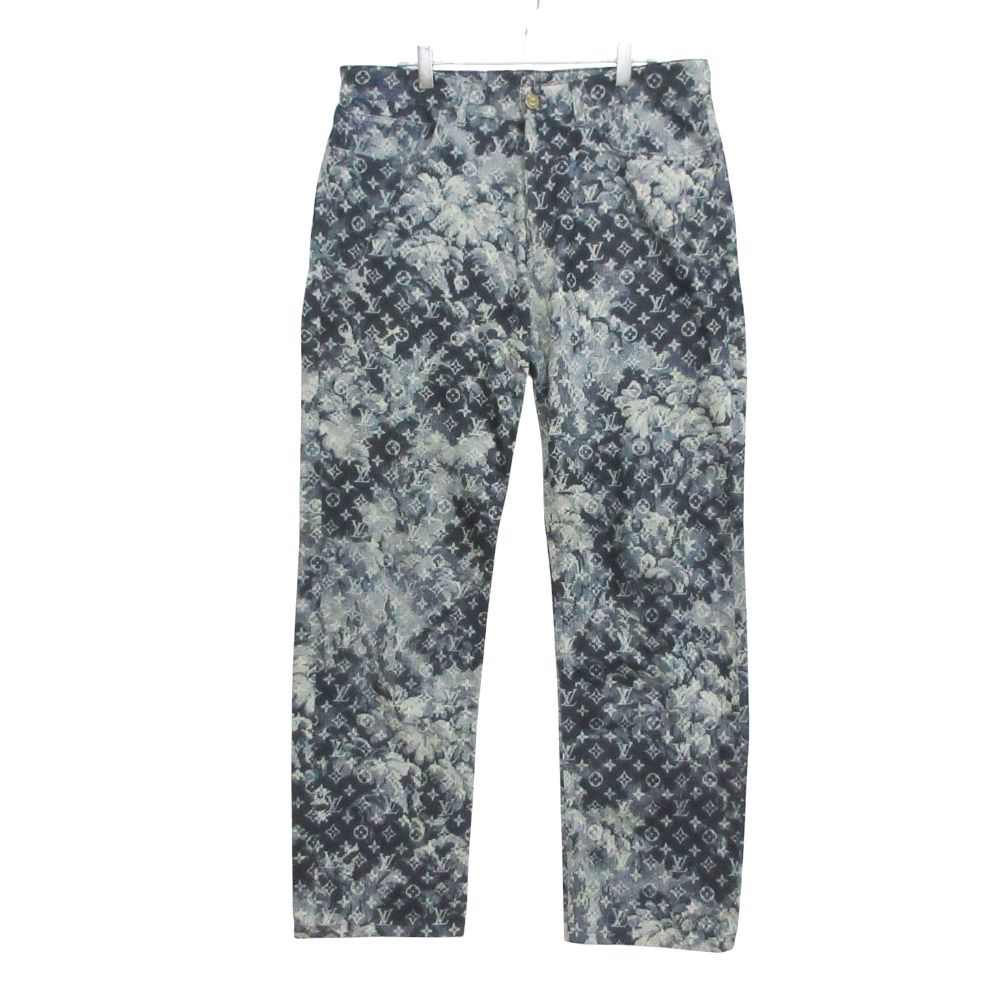 Louis Vuitton Denim Pants Monogram Hawaiian Tapestry Jeans Pan Indigo Blue 32