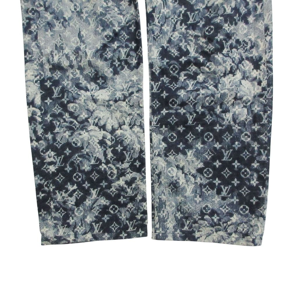 Louis Vuitton Denim Pants Monogram Hawaiian Tapestry Jeans Pan Indigo Blue 32 — view 5