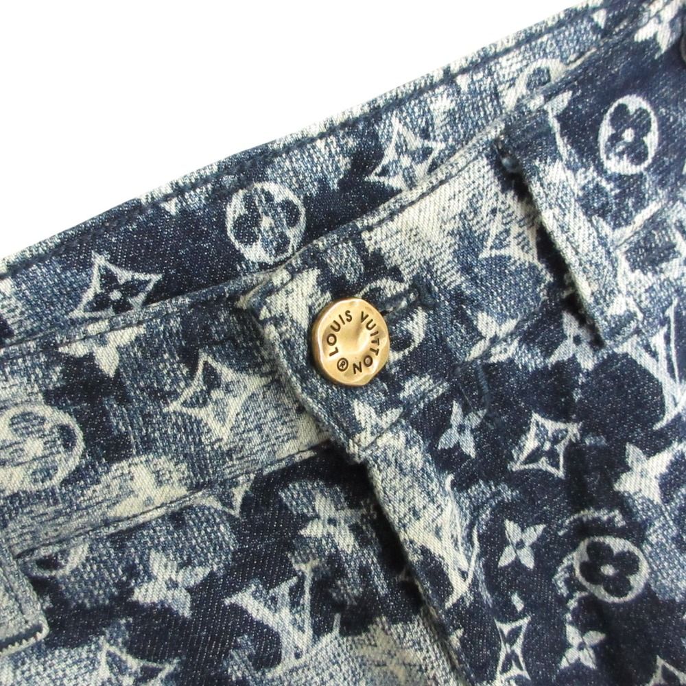 Louis Vuitton Denim Pants Monogram Hawaiian Tapestry Jeans Pan Indigo Blue 32 — view 6