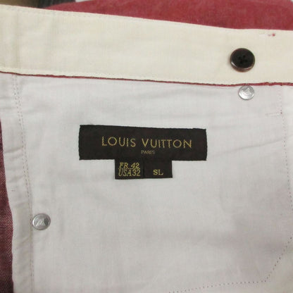 Louis Vuitton Pants Back Logo Slim Cotton Straight Trousers Red 32 SL — view 9