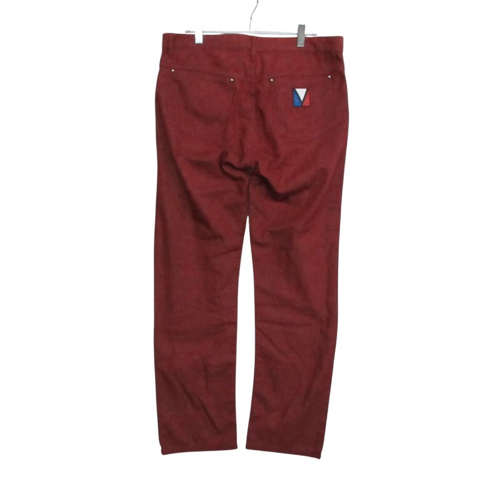 Louis Vuitton Pants Back Logo Slim Cotton Straight Trousers Red 32 SL — view 2