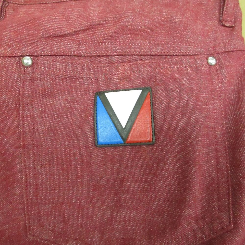 Louis Vuitton Pants Back Logo Slim Cotton Straight Trousers Red 32 SL — view 8