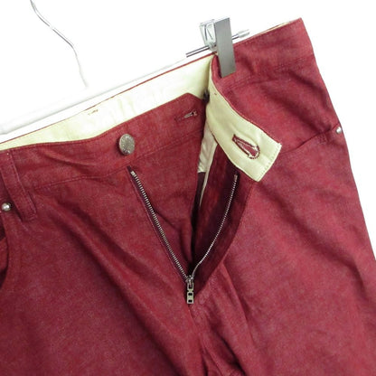 Louis Vuitton Pants Back Logo Slim Cotton Straight Trousers Red 32 SL — view 7