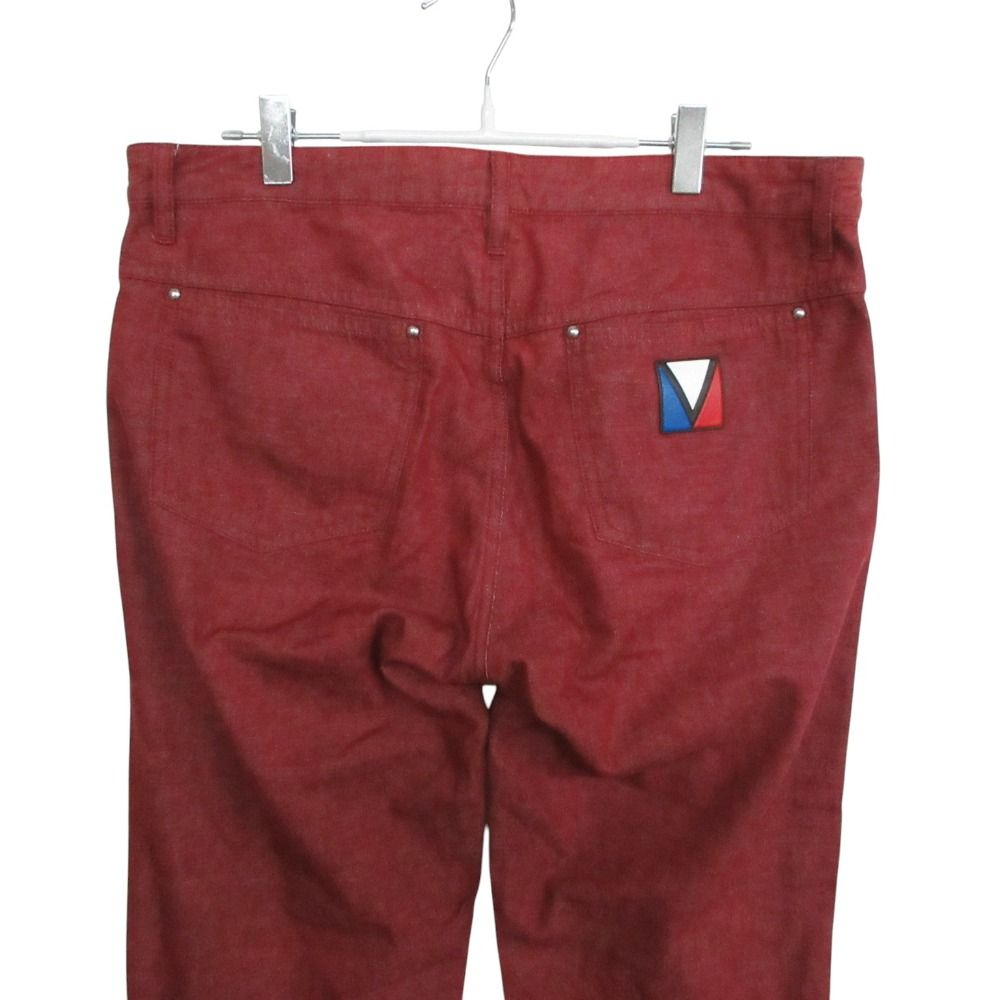 Louis Vuitton Pants Back Logo Slim Cotton Straight Trousers Red 32 SL — view 3