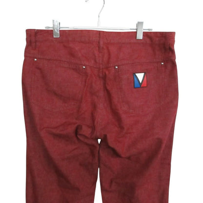 Louis Vuitton Pants Back Logo Slim Cotton Straight Trousers Red 32 SL — view 3