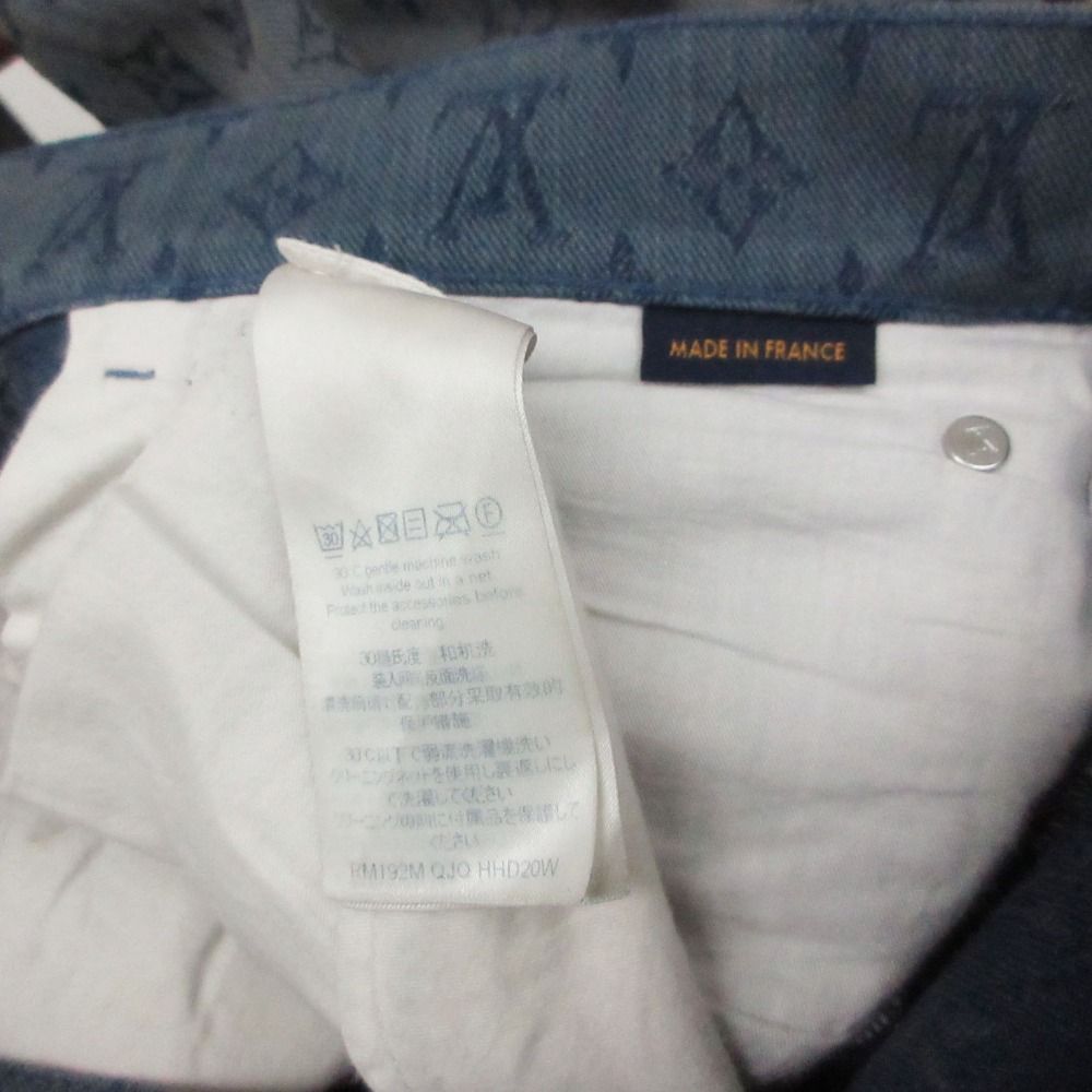 Louis Vuitton Denim Pants Monogram Allover Slim Jeans Pan Indigo Blue 33 — view 8