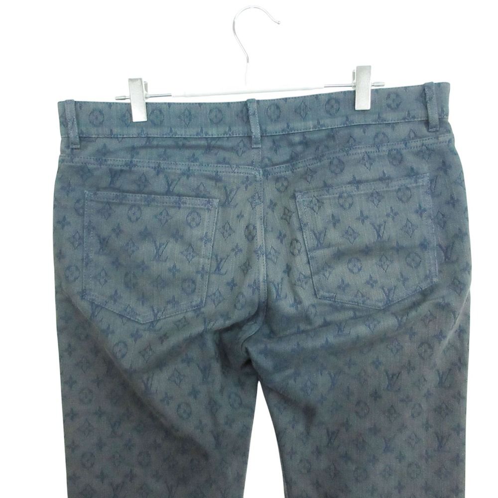 Louis Vuitton Denim Pants Monogram Allover Slim Jeans Pan Indigo Blue 33 — view 3