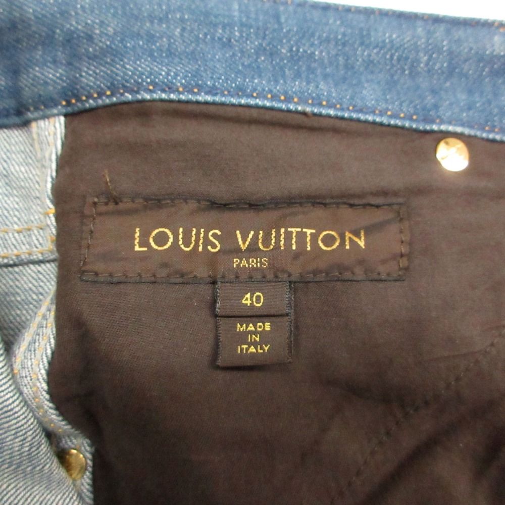 Louis Vuitton Denim Pants Jeans Pan Straight Cotton Monogram Flower Embroidery — view 8