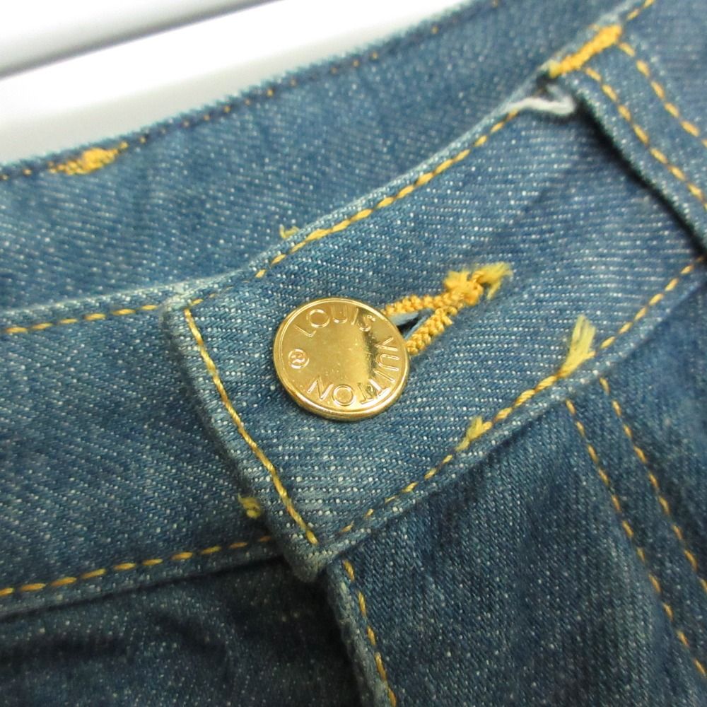 Louis Vuitton Denim Pants Jeans Pan Straight Cotton Monogram Flower Embroidery — view 5