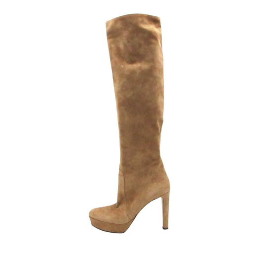 Prada Boots Suede Knee High Long Shoes Beige