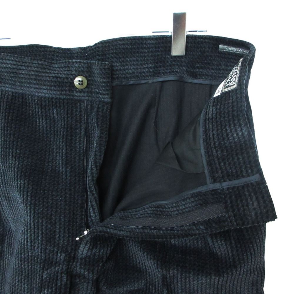 Versace Gianni Pants Corduroy Gurkha Logo Button Black — view 4