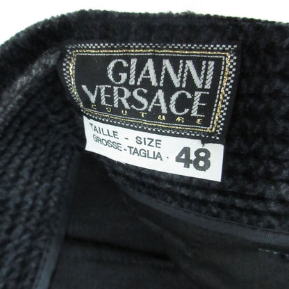 Versace Gianni Pants Corduroy Gurkha Logo Button Black — view 5