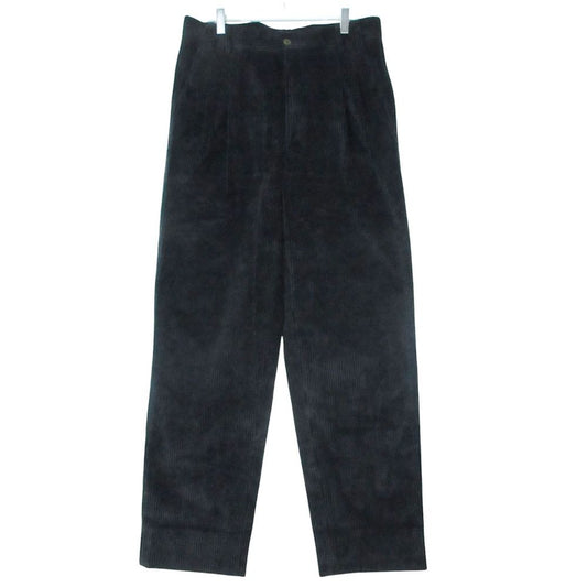 Versace Gianni Pants Corduroy Gurkha Logo Button Black