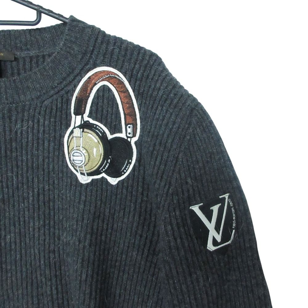 Louis Vuitton Knit Patch Ribbed Wool Cashmere Sweater Pullover Top Long Sleeve — view 3
